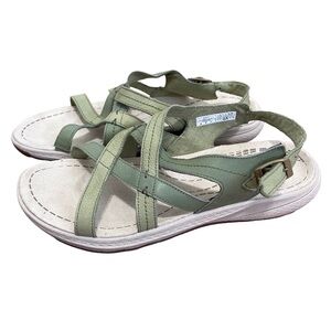 Merrell Women’s Size 10 Mosstone Green Leather Strappy Open Toe Sandals GUC